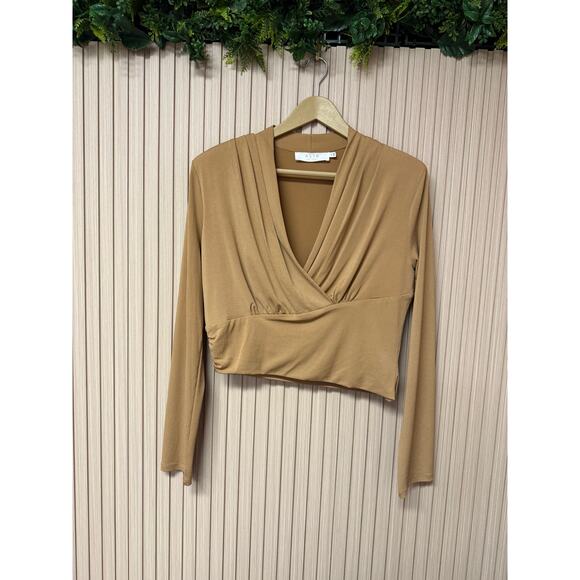 ASTR The Label Shawl Collar Wrap Top Women's Taupe size XL - Picture 8 of 9